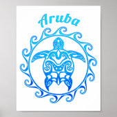 Ocean Blue Tribal Turtle Aruba Poster (Vorne)