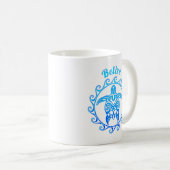 Ocean Blue Tribal Turtle Belize Kaffeetasse (VorderseiteRechts)