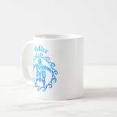 Ocean Blue Tribal Turtle Belize Kaffeetasse (Vorderseite Links)