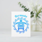 Ocean Blue Tribal Turtle Bermuda Postkarte (Stehend Vorderseite)