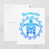 Ocean Blue Tribal Turtle Bermuda Postkarte (Vorne/Hinten)