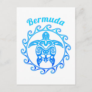 Ocean Blue Tribal Turtle Bermuda Postkarte