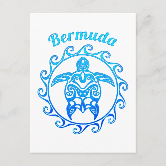 Ocean Blue Tribal Turtle Bermuda Postkarte (Vorderseite)
