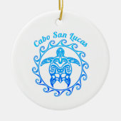 Ocean Blue Tribal Turtle Cabo San Lucas Keramik Ornament (Vorne)