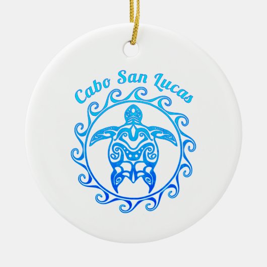 Ocean Blue Tribal Turtle Cabo San Lucas Keramik Ornament (Vorne)