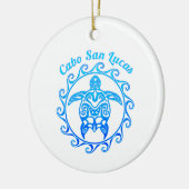 Ocean Blue Tribal Turtle Cabo San Lucas Keramik Ornament (Links)