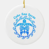 Ocean Blue Tribal Turtle Cabo San Lucas Keramik Ornament (Hinten)