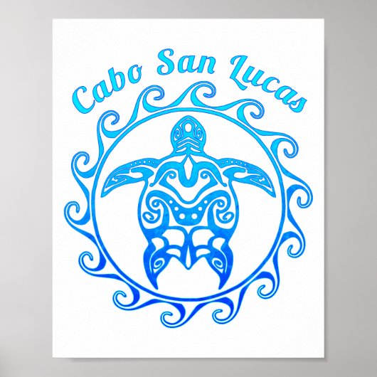 Ocean Blue Tribal Turtle Cabo San Lucas Poster (Vorne)