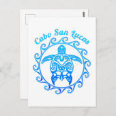 Ocean Blue Tribal Turtle Cabo San Lucas Postkarte (Vorne/Hinten)