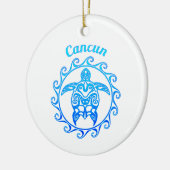 Ocean Blue Tribal Turtle Cancun Keramik Ornament (Links)