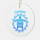 Ocean Blue Tribal Turtle Cozumel Keramik Ornament (Links)
