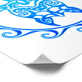 Ocean Blue Tribal Turtle Cozumel Poster (Ecke)