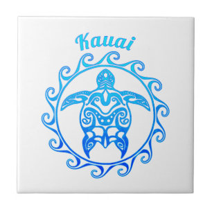 Ocean Blue Tribal Turtle Kauai Fliese