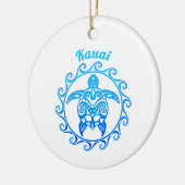 Ocean Blue Tribal Turtle Kauai Keramik Ornament (Links)