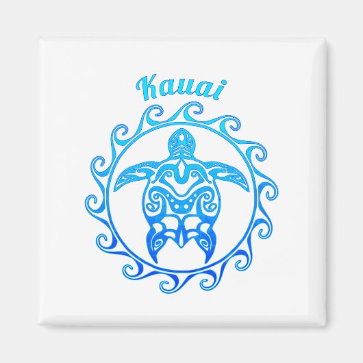Ocean Blue Tribal Turtle Kauai Magnet (Vorne)