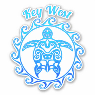 Ocean Blue Tribal Turtle Key West Aufkleber
