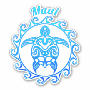 Ocean Blue Tribal Turtle Maui Aufkleber