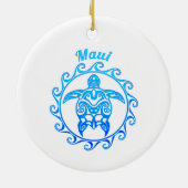 Ocean Blue Tribal Turtle Maui Keramik Ornament (Hinten)