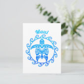 Ocean Blue Tribal Turtle Maui Postkarte (Stehend Vorderseite)