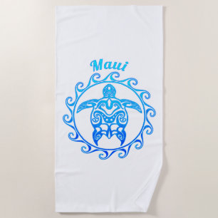 Ocean Blue Tribal Turtle Maui Strandtuch