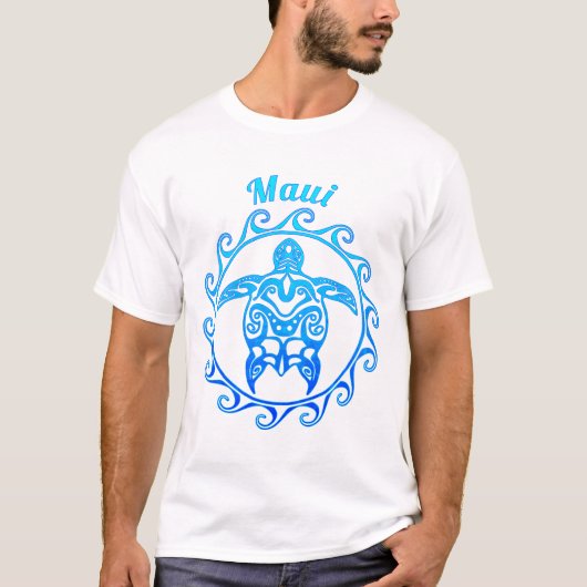 Ocean Blue Tribal Turtle Maui T-Shirt (Vorderseite)
