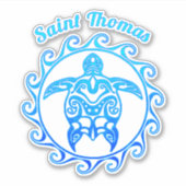 Ocean Blue Tribal Turtle Saint Thomas Aufkleber (Vorderseite)