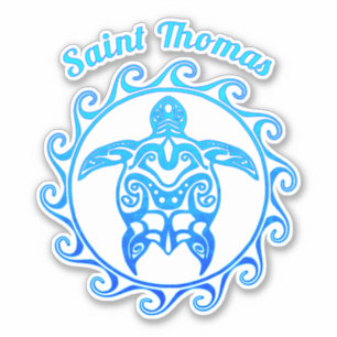 Ocean Blue Tribal Turtle Saint Thomas Aufkleber