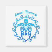 Ocean Blue Tribal Turtle Saint Thomas Magnet (Vorne)