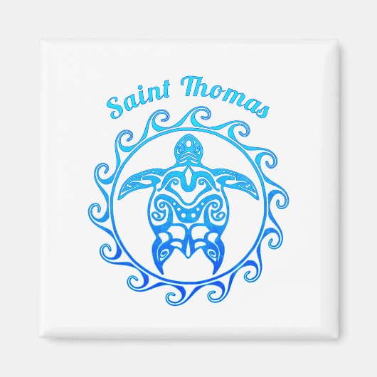 Ocean Blue Tribal Turtle Saint Thomas Magnet (Vorne)
