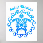 Ocean Blue Tribal Turtle Saint Thomas Poster (Vorne)