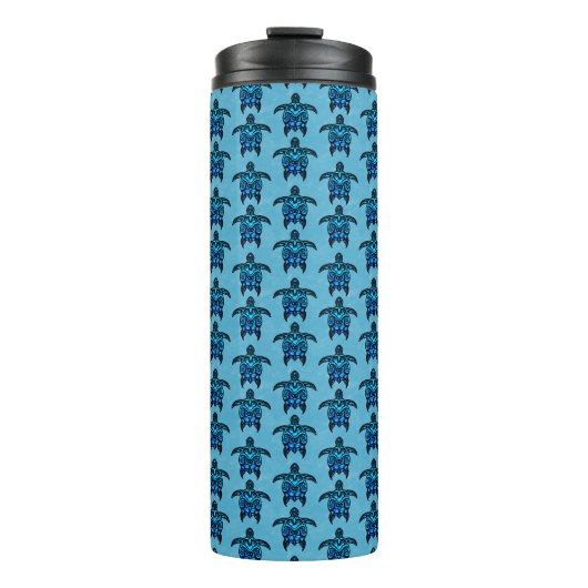 Ocean Blue Tribal Turtles Thermosbecher (Vorderseite)