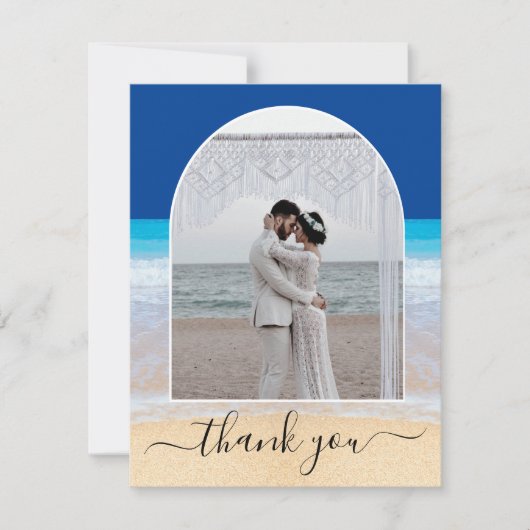 Ocean Blue Tropical Beach Foto Arch Dankeskarte (Vorderseite)