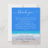 Ocean Blue Tropical Beach Herz in Sand Wedding Dankeskarte (Rückseite)