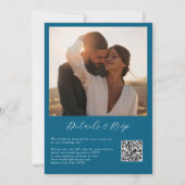 Ocean Blue Tropical Blume Foto QR Code Hochzeit Einladung (Rückseite)