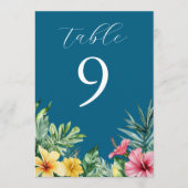 Ocean Blue Tropical Blume Grüne Tischnummer (Vorderseite)