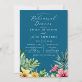 Ocean Blue Tropical Blume Probe Dinner Einladung (Vorderseite)