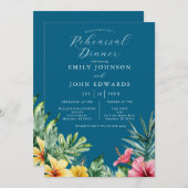 Ocean Blue Tropical Blume Probe Dinner Einladung (Vorne/Hinten)