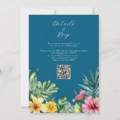 Ocean Blue Tropical Floral QR Code Hochzeit Einladung (Rückseite)