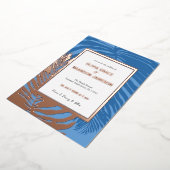 Ocean Blue Tropical Palm Leaf Hochzeit Folieneinladung (Gedreht)