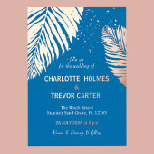 Ocean Blue Tropical Palms Beach Hochzeit Gold Folieneinladung