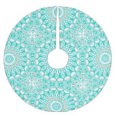 Ocean Blue Turquoise Medallion Polyester Weihnachtsbaumdecke (Vorderseite)