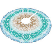 Ocean Blue und Aquamarin Mandala Polyester Weihnachtsbaumdecke (Schrägansicht)