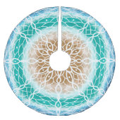 Ocean Blue und Aquamarin Mandala Polyester Weihnachtsbaumdecke (Vorderseite)
