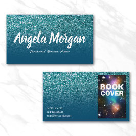 Ocean Blue und Aquamarin Ombre Glitzer Foto Author Visitenkarte