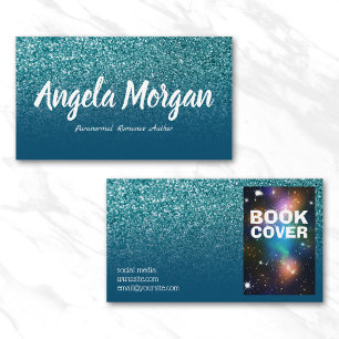 Ocean Blue und Aquamarin Ombre Glitzer Foto Author Visitenkarte