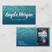 Ocean Blue und Aquamarin Ombre Glitzer Foto Author Visitenkarte (Vorne/Hinten)