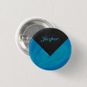 Ocean Blue und Black Monogram Button (Vorne & Hinten)