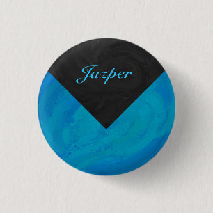 Ocean Blue und Black Monogram Button