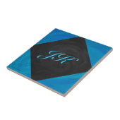 Ocean Blue und Black Monogram Fliese (Seite)
