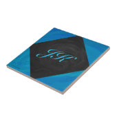 Ocean Blue und Black Monogram Fliese (Seite)